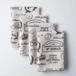 Harman Printed 'Paris Passport' Linen Napkin - Set of 4 (Natural)