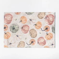 Harman Printed 'Pumpkin' Linen Placemat (Natural)