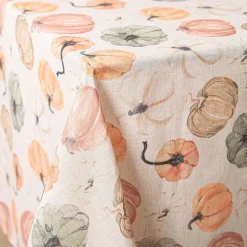 Harman Printed 'Pumpkin' Linen 60" x 90" Tablecloth (Natural)