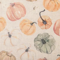 Harman Printed 'Pumpkin' Linen Tablecloth 70" Dia. (Natural)