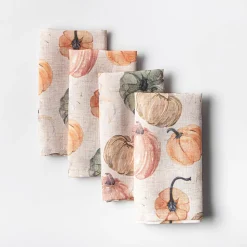 Harman Printed 'Pumpkin' Linen Napkin - Set of 4 (Natural)
