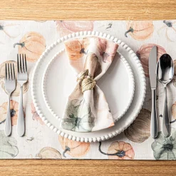 Harman Printed 'Pumpkin' Linen Napkin - Set of 4 (Natural)