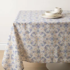 Harman Printed 'Spring Tile' Linen Tablecloth 60x120"