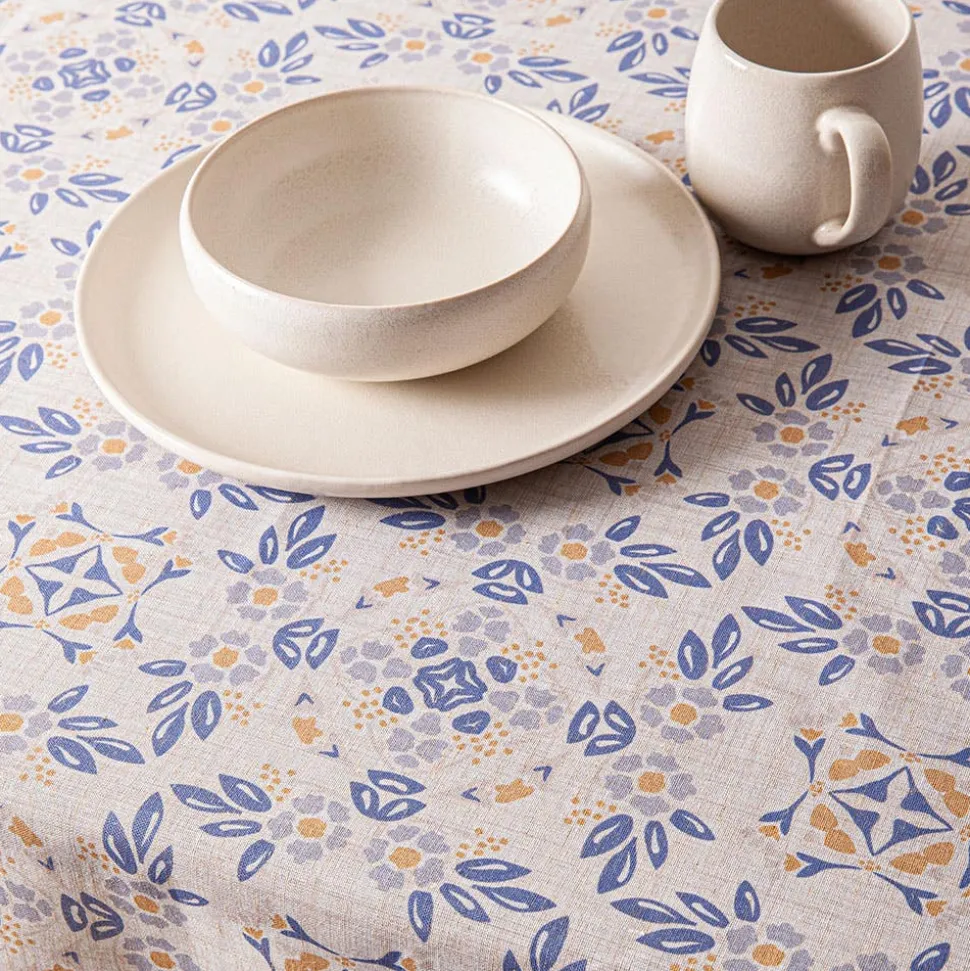 Harman Printed 'Spring Tile' Linen Tablecloth 60x90"