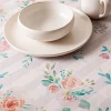 Harman Printed 'Stripe Floral' Linen Tablecloth 70" dia.