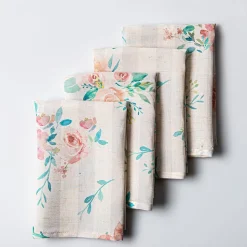 Harman Printed 'Stripe Floral' Linen Napkin - Set of 4