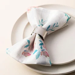 Harman Printed 'Stripe Floral' Linen Napkin - Set of 4