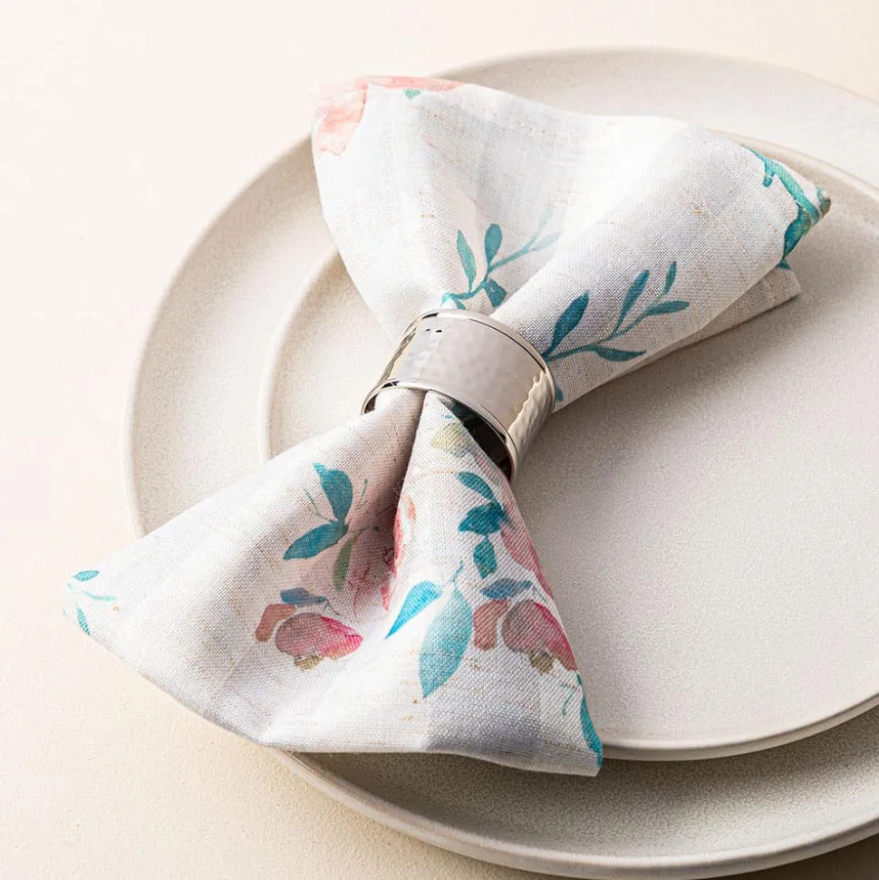Harman Printed 'Stripe Floral' Linen Napkin - Set of 4