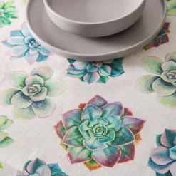 Harman Printed 'Succulent' Linen Tablecloth (60x90