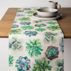 Harman Printed 'Succulent' Linen Table Runner