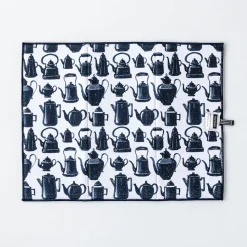 Harman Printed 'Tea Pots' Microfibre Dish Drying Mat (Navy)