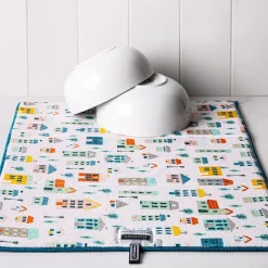 Harman Printed 'Uptown Houses' Microfibre Dish Drying Mat
