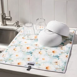 Harman Printed 'Watercolour Daisy' Microfibre Dish Drying Mat