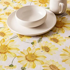 Harman Printed 'Watercolour Sunflower' Linen Tablecloth 70" dia.