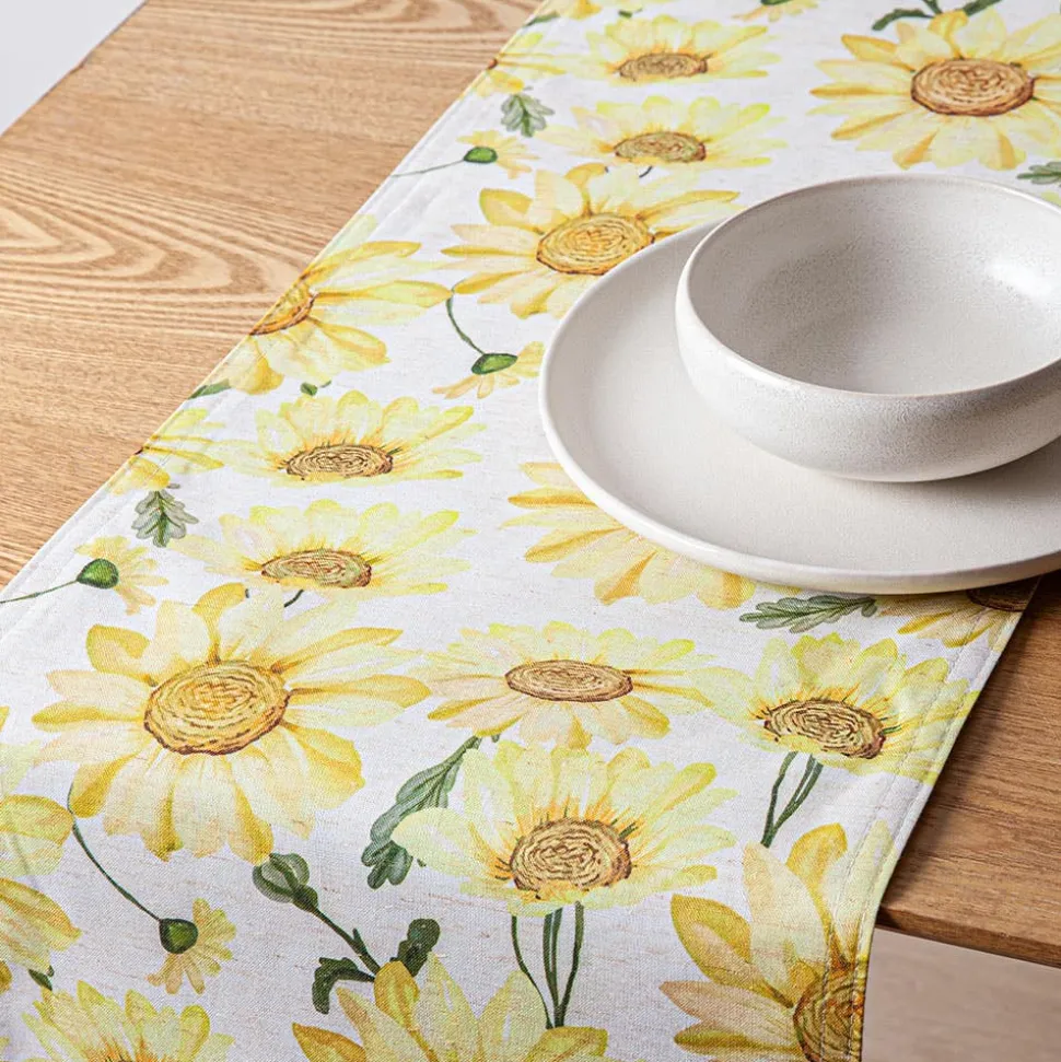 Harman Printed 'Watercolour Sunflower' Linen Table Runner