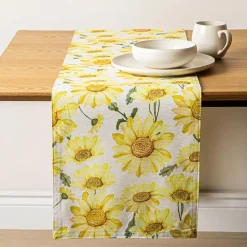 Harman Printed 'Watercolour Sunflower' Linen Table Runner