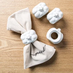 Harman Pumpkin Ceramic Napkin Ring - Set of 4 (White)