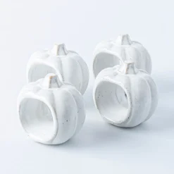 Harman Pumpkin Ceramic Napkin Ring - Set of 4 (White)