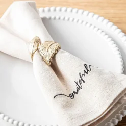 Harman Script 'Grateful' Cotton Napkin - Set of 4 (White)