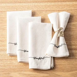 Harman Script 'Thankful' Cotton Napkin - Set of 4 (White)