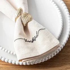 Harman Script 'Thankful' Cotton Napkin - Set of 4 (White)