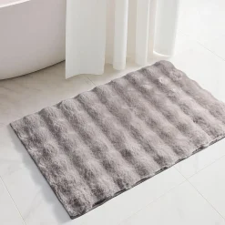Harman Sculpted Fur Polyester Bathmat Large (Grey)