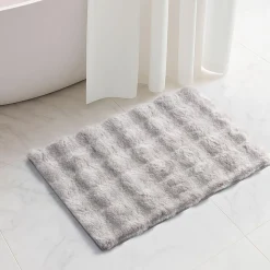 Harman Sculpted Fur Polyester Bathmat Small (Grey)