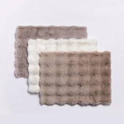 Harman Sculpted Fur Polyester Bathmat Small (Grey)