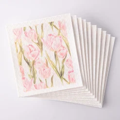 Harman Sponge 'Pink Tulip' Reusable Sponge Cloth - Set of 10