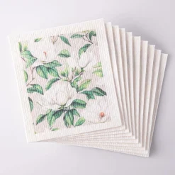 Harman Sponge 'White Blossom' Reusable Sponge Cloth - Set of 10