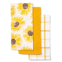Harman 'Sunflower' Cotton Kitchen Towel - Set of 3 (Yellow)