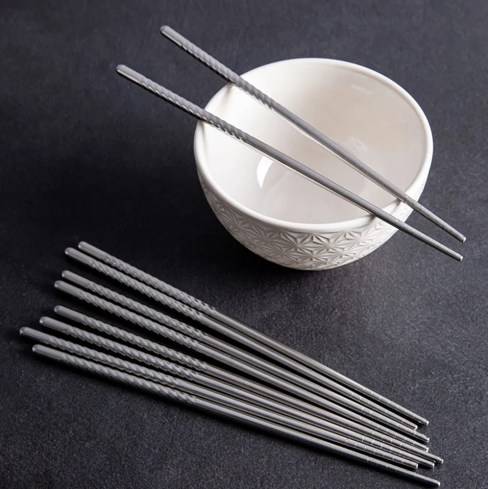 Helen's Asian Kitchen Gourmet 'Spiraled' Chopsticks (Stainless Steel)