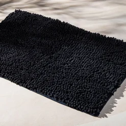 Heritage Home Chenille Noodle Polyester Bathmat 20"x32" (Black)