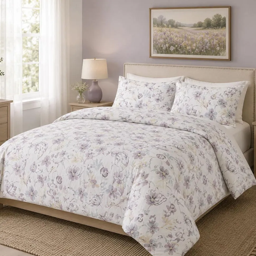 Hotel & Home 'Begonia' Microfiber Duvet Cover 3pc Double/Queen