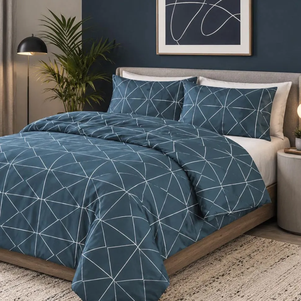Hotel & Home 'Geometric' Microfiber Duvet Cover 3pc Double/Queen
