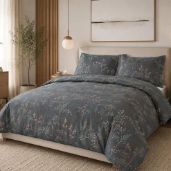 Hotel & Home 'Midnight Bloom' Microfiber Duvet Cover 3pc King