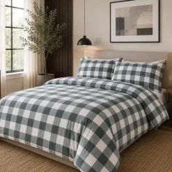 Hotel & Home 'Plaid' Microfiber Duvet Cover 3pc King