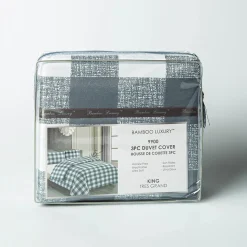Hotel & Home 'Plaid' Microfiber Duvet Cover 3pc King