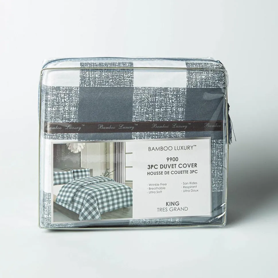 Hotel & Home 'Plaid' Microfiber Duvet Cover 3pc King