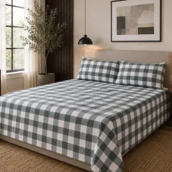 Hotel & Home 'Plaid' Microfiber Sheet 4pc Queen