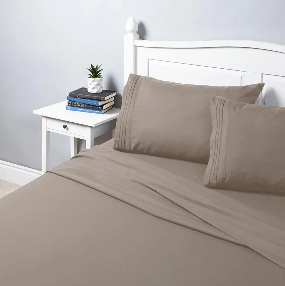 Hotel & Home Ultra-Soft Microfiber Queen Sheet - Set of 4 (Walnut)