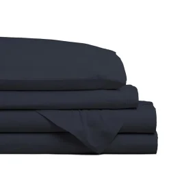 Hotel & Home Ultra-Soft Microfiber Queen Sheet - Set of 4 (Navy)
