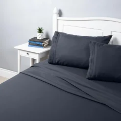 Hotel & Home Ultra-Soft Microfiber King Sheet - Set of 4 (Navy)