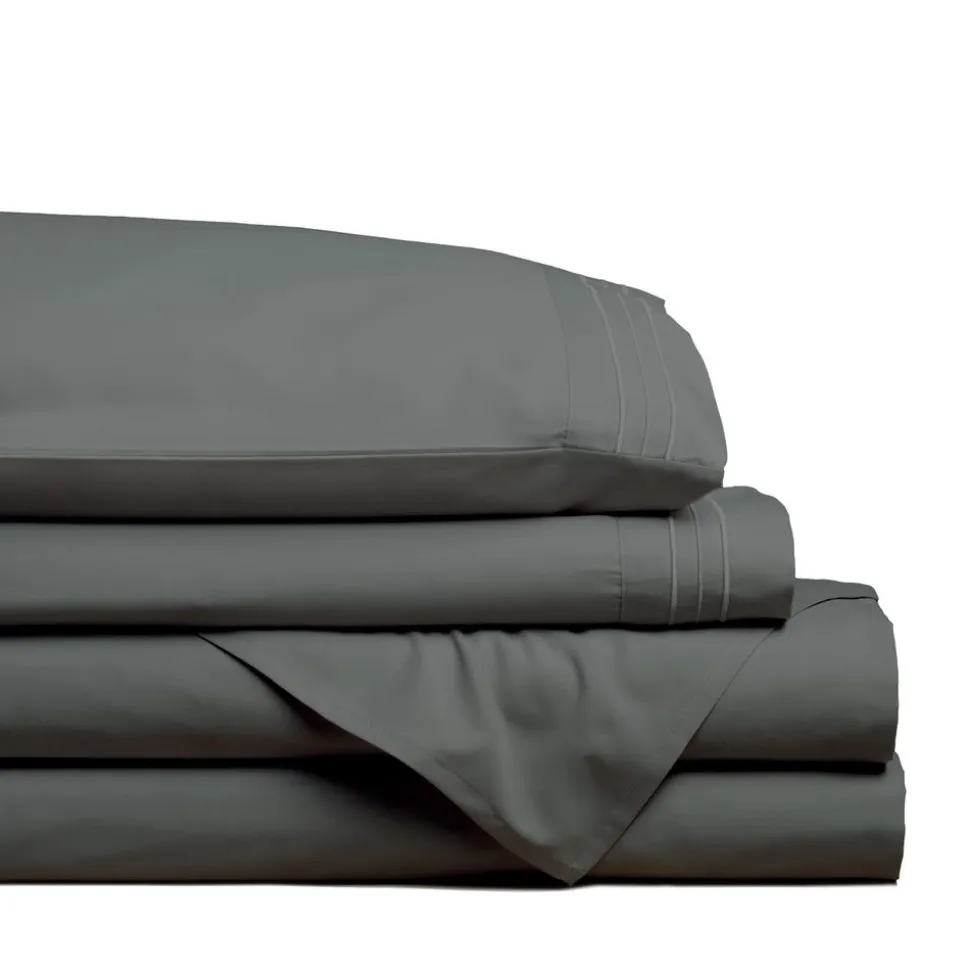 Hotel & Home Ultra-Soft Microfiber King Sheet - Set of 4 (Dark Grey)