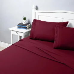 Hotel & Home Ultra-Soft Microfiber King Sheet - Set of 4 (Burgundy)