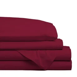 Hotel & Home Ultra-Soft Microfiber King Sheet - Set of 4 (Burgundy)