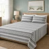 Hotel & Home 'White Striped' Microfiber Sheet 4pc Queen