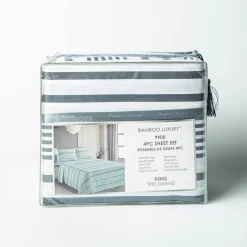 Hotel & Home 'White Striped' Microfiber Sheet 4pc King