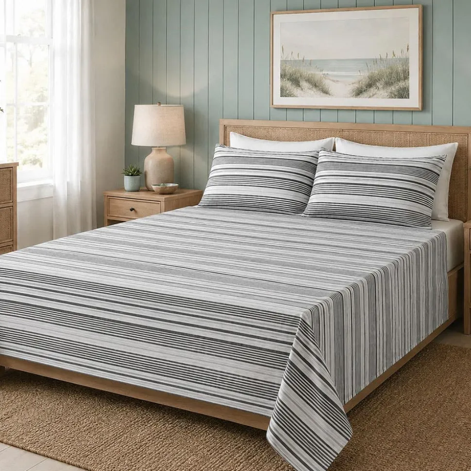 Hotel & Home 'White Striped' Microfiber Sheet 4pc King