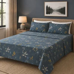 Hotel & Home 'Yellow Lilies' Microfiber Sheet 4pc Queen